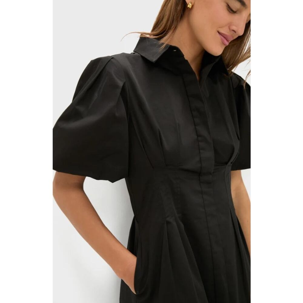 Tuckernuck Delaney Dress Size Medium M Black Cotton Maxi Shirt Dress Pockets Med - Picture 3 of 11
